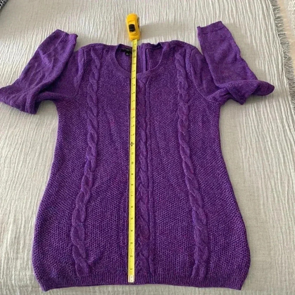 Talbots purple and red cable sweater - Picture 6 of 9